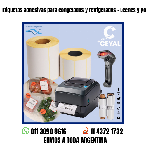 Etiquetas adhesivas para congelados y refrigerados - Leches y yogourt