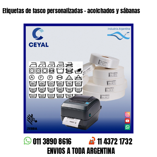 Etiquetas de fasco personalizadas – acolchados y sábanas