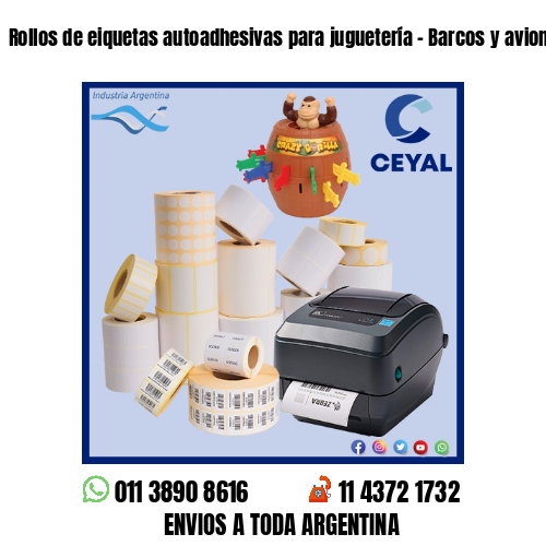 Rollos de eiquetas autoadhesivas para juguetería – Barcos y aviones