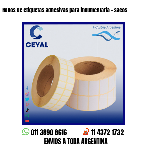 Rollos de etiquetas adhesivas para indumentaria – sacos