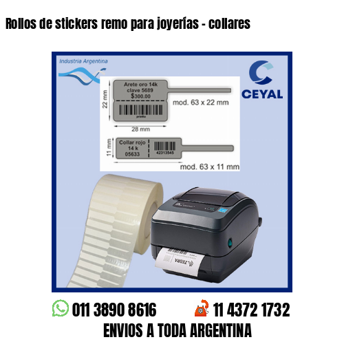 Rollos de stickers remo para joyerías – collares