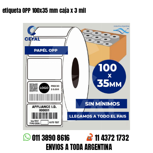 etiqueta OPP 100×35 mm caja x 3 mil