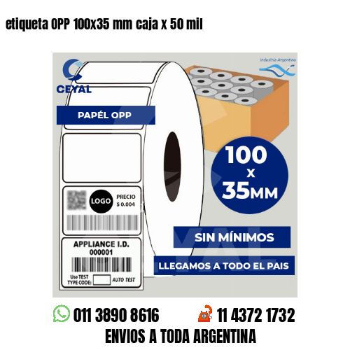 etiqueta OPP 100×35 mm caja x 50 mil