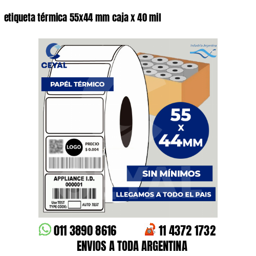 etiqueta térmica 55×44 mm caja x 40 mil