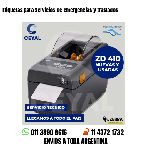 Etiquetas para Servicios de emergencias y traslados