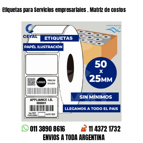 Etiquetas para Servicios empresariales . Matriz de costos