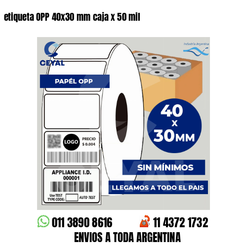 etiqueta OPP 40×30 mm caja x 50 mil