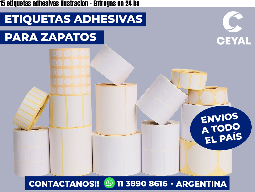 15 etiquetas adhesivas Ilustracion - Entregas en 24 hs