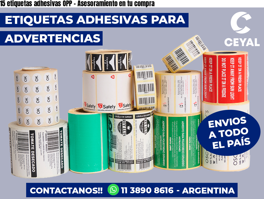 15 etiquetas adhesivas OPP – Asesoramiento en tu compra