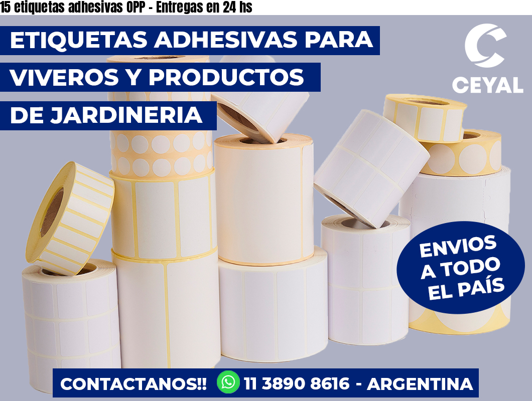 15 etiquetas adhesivas OPP – Entregas en 24 hs