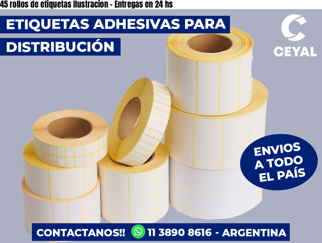 45 rollos de etiquetas Ilustracion - Entregas en 24 hs