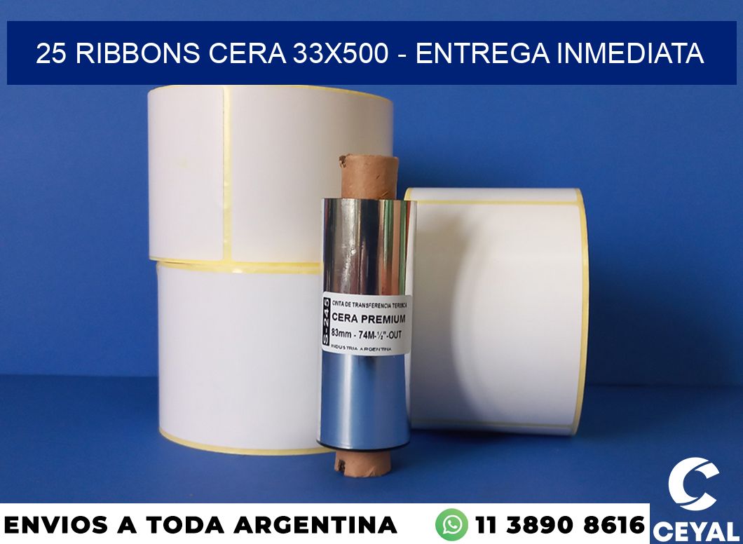 25 Ribbons cera 33×500 – Entrega inmediata