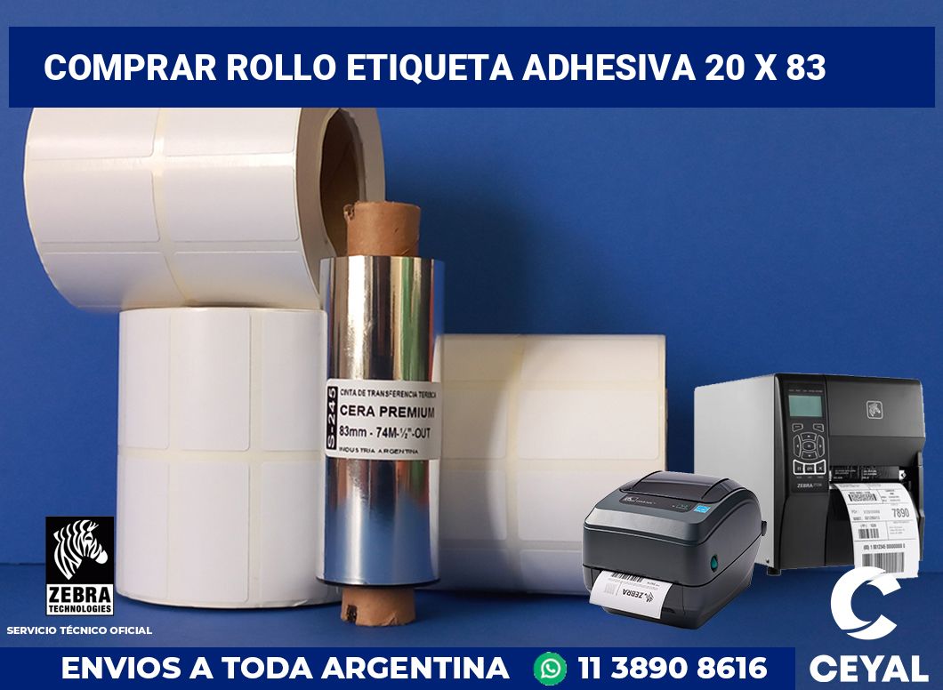 Comprar rollo etiqueta adhesiva 20 x 83