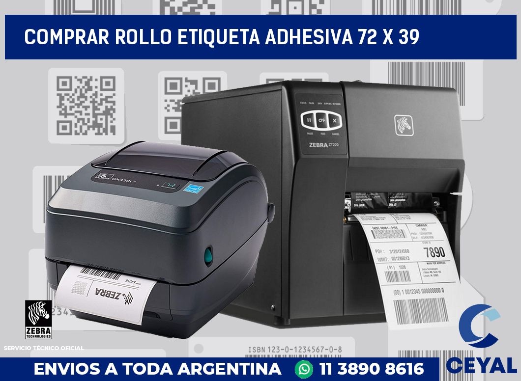 Comprar rollo etiqueta adhesiva 72 x 39