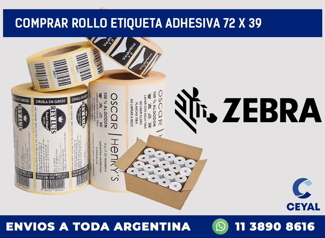 Comprar rollo etiqueta adhesiva 72 x 39