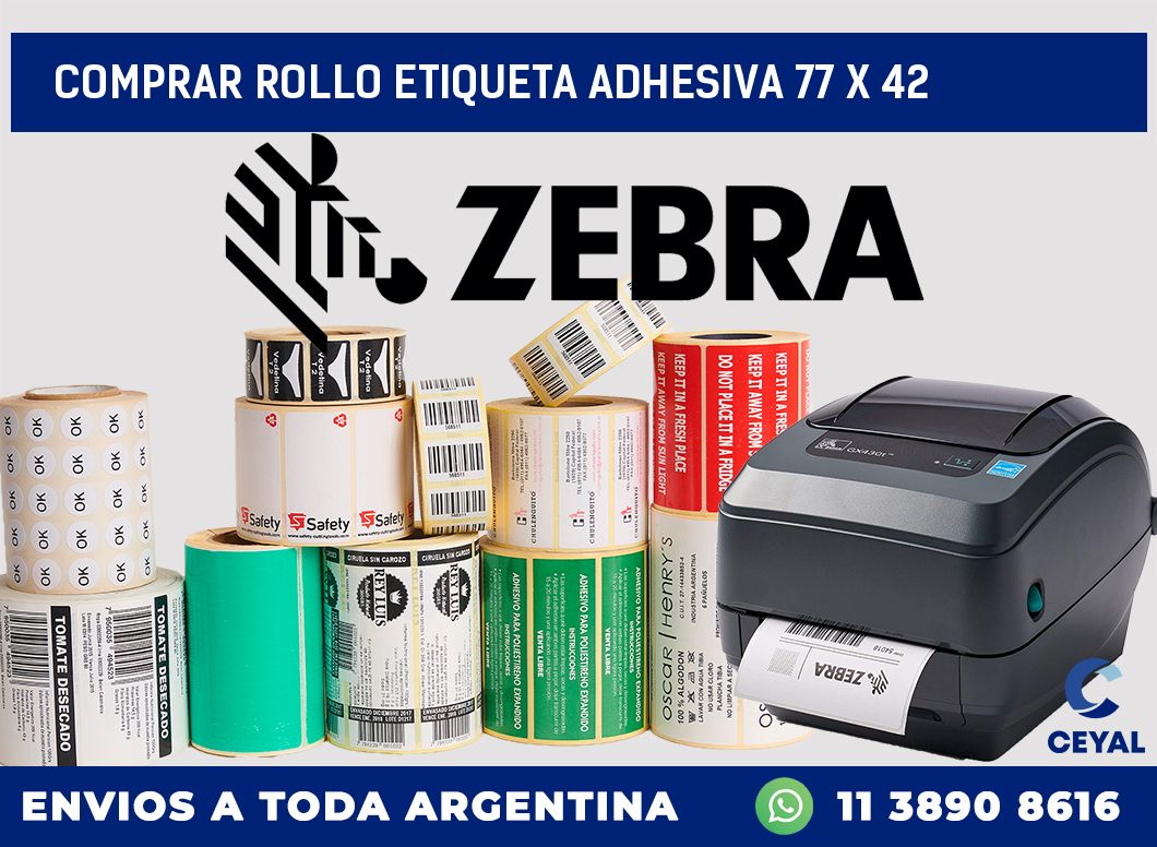 Comprar rollo etiqueta adhesiva 77 x 42