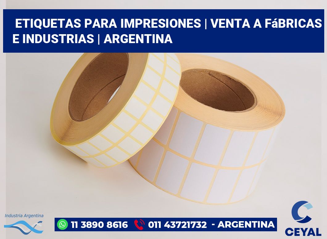 Etiquetas para impresiones | Venta a fábricas e industrias | Argentina