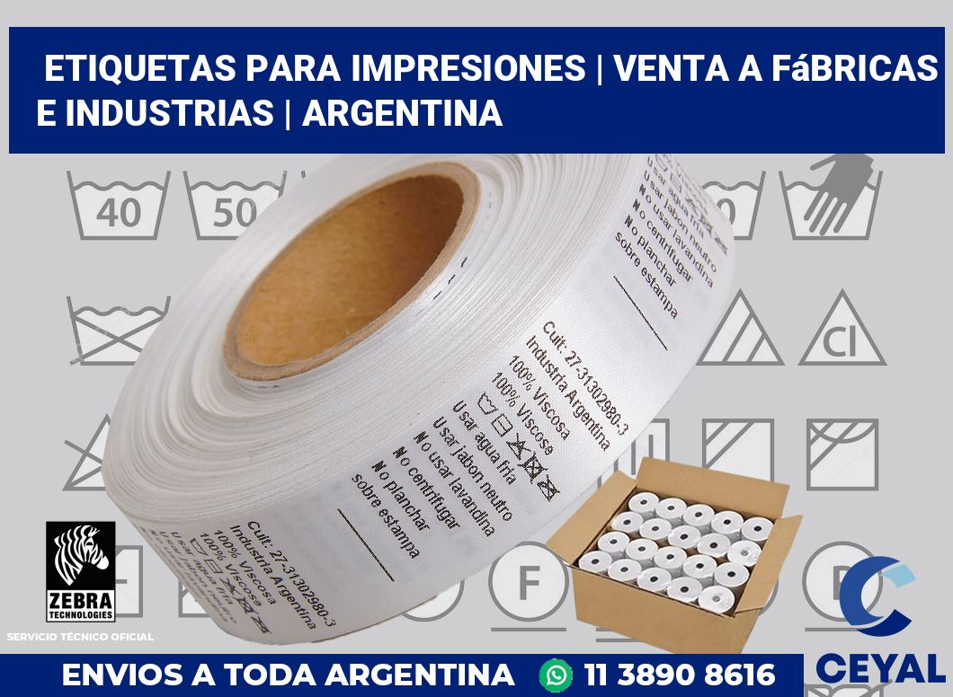 Etiquetas para impresiones | Venta a fábricas e industrias | Argentina