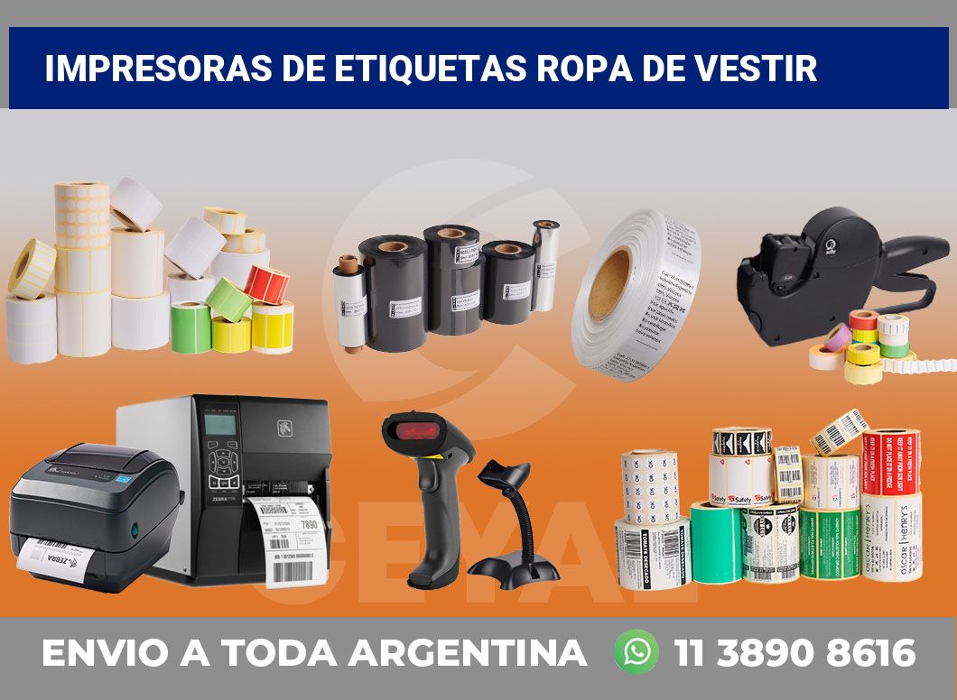 Impresoras de etiquetas Ropa de vestir