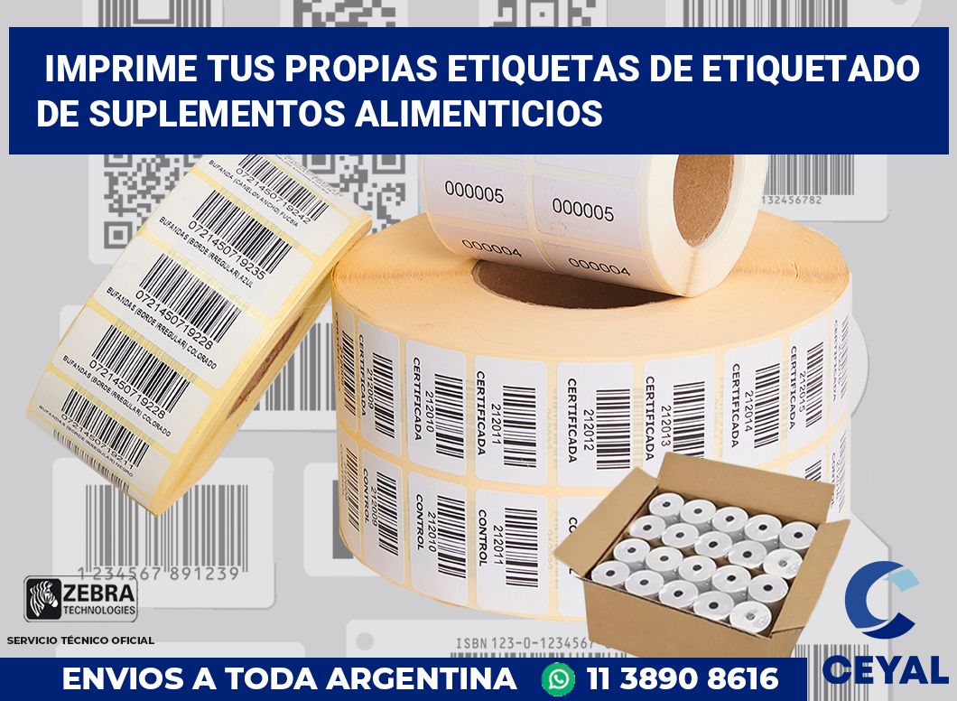 Imprime tus Propias Etiquetas de Etiquetado de Suplementos Alimenticios