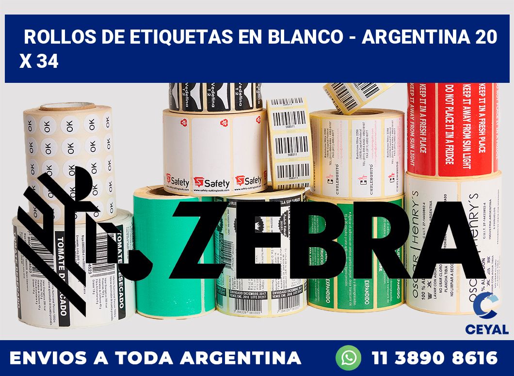 Rollos de etiquetas en blanco - Argentina 20 x 34