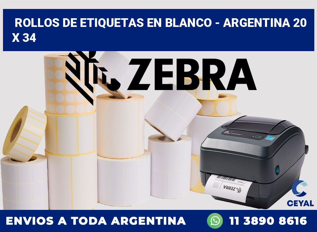 Rollos de etiquetas en blanco – Argentina 20 x 34