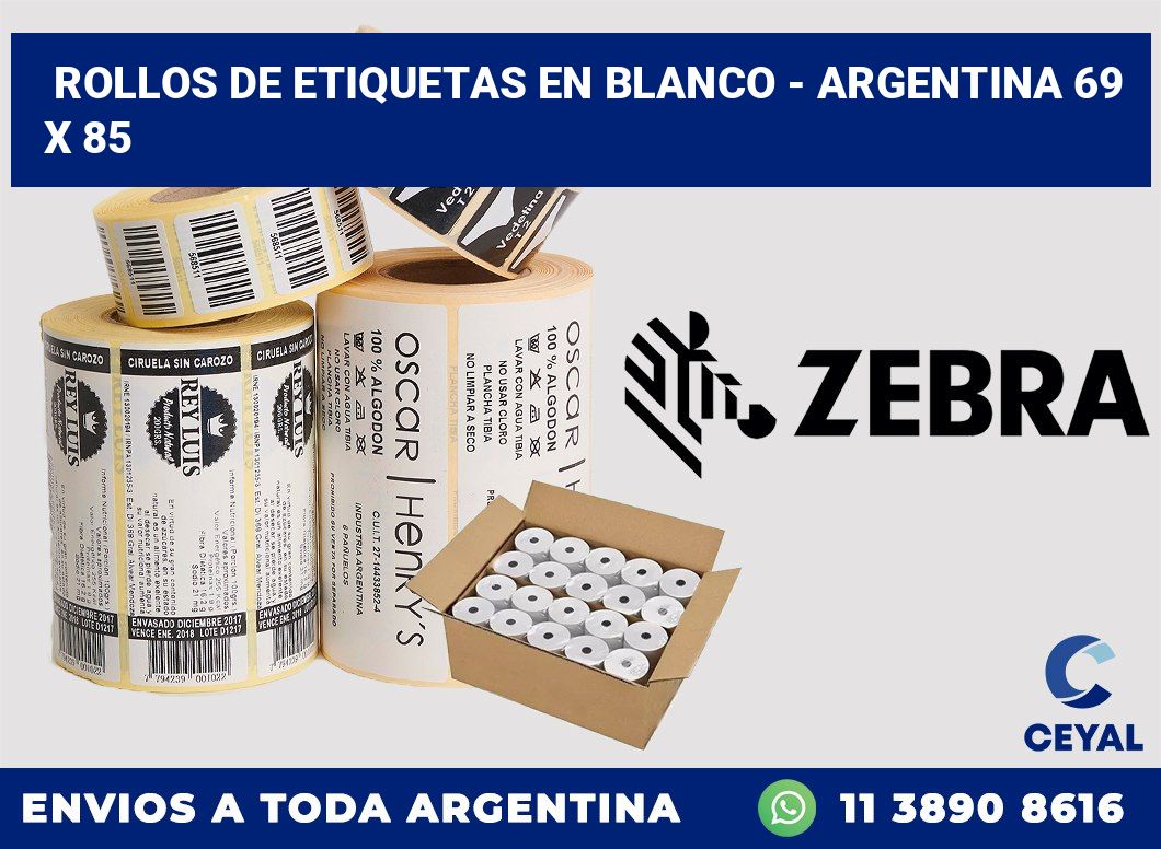 Rollos de etiquetas en blanco - Argentina 69 x 85