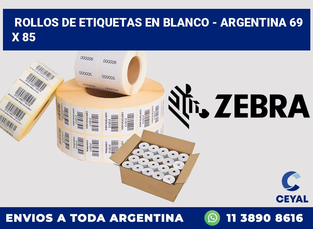 Rollos de etiquetas en blanco – Argentina 69 x 85