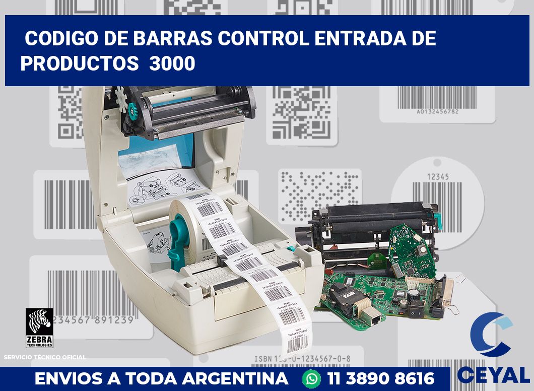 codigo de barras control entrada de productos  3000