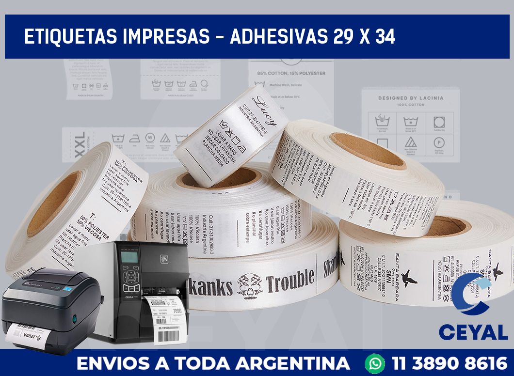 etiquetas impresas - Adhesivas 29 x 34