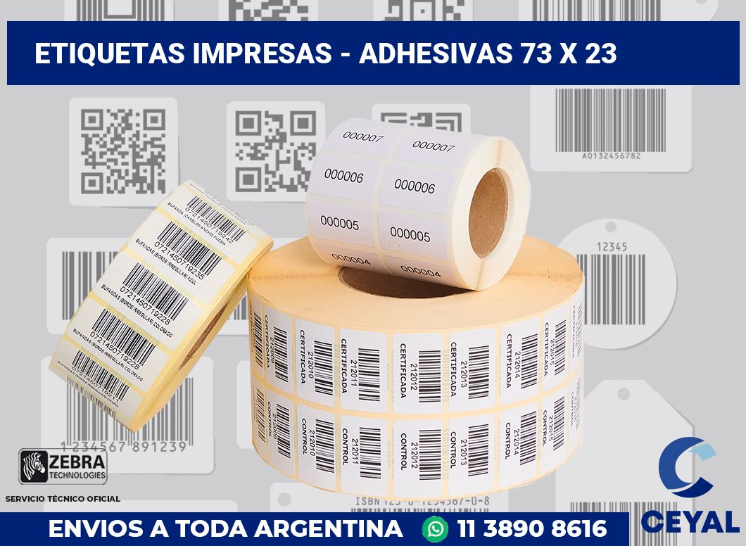 etiquetas impresas – Adhesivas 73 x 23