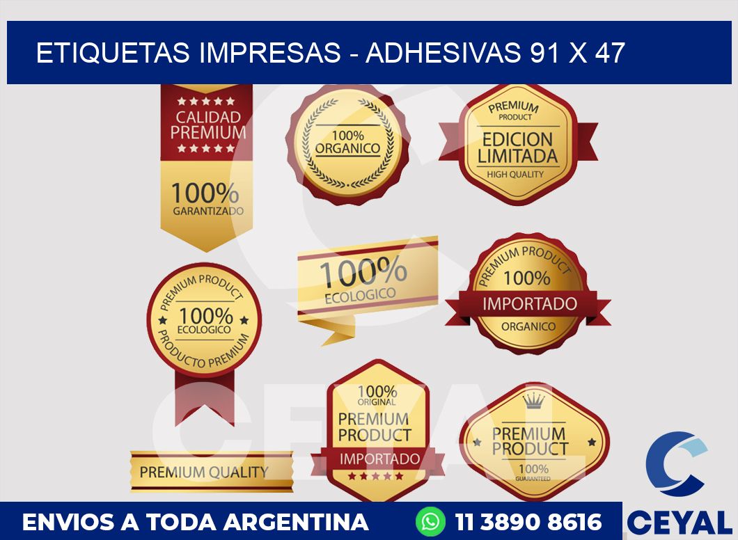 etiquetas impresas - Adhesivas 91 x 47
