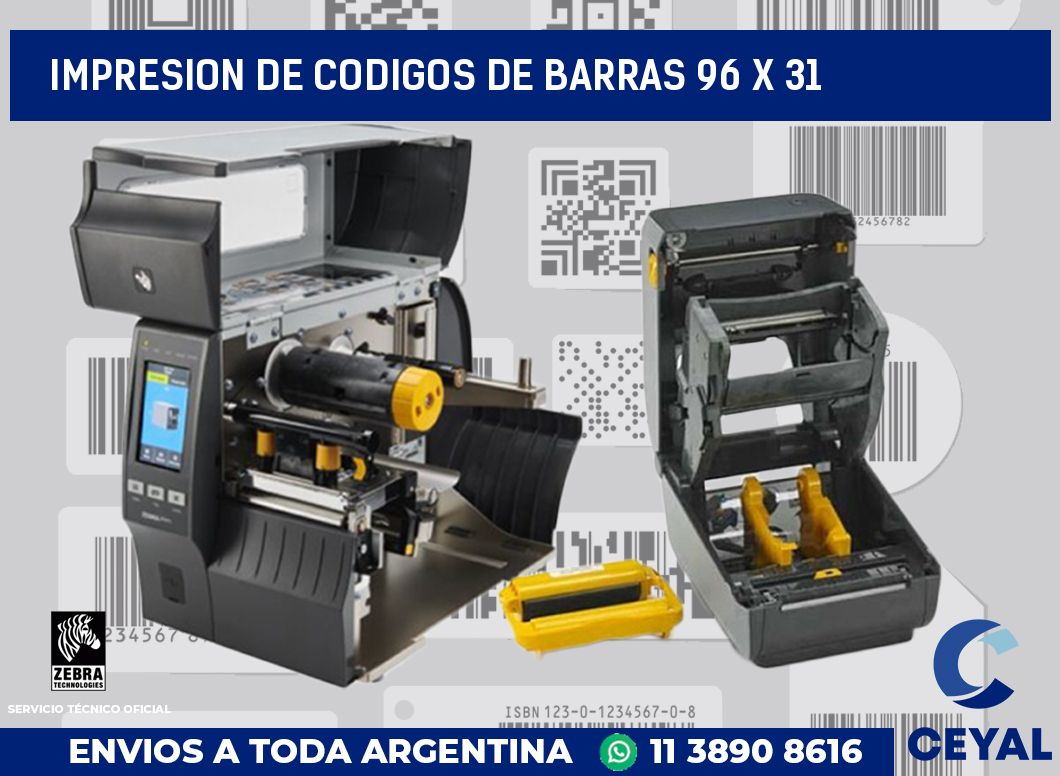 impresion de codigos de barras 96 x 31