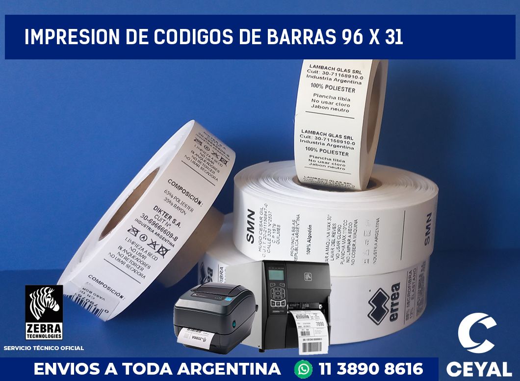 impresion de codigos de barras 96 x 31