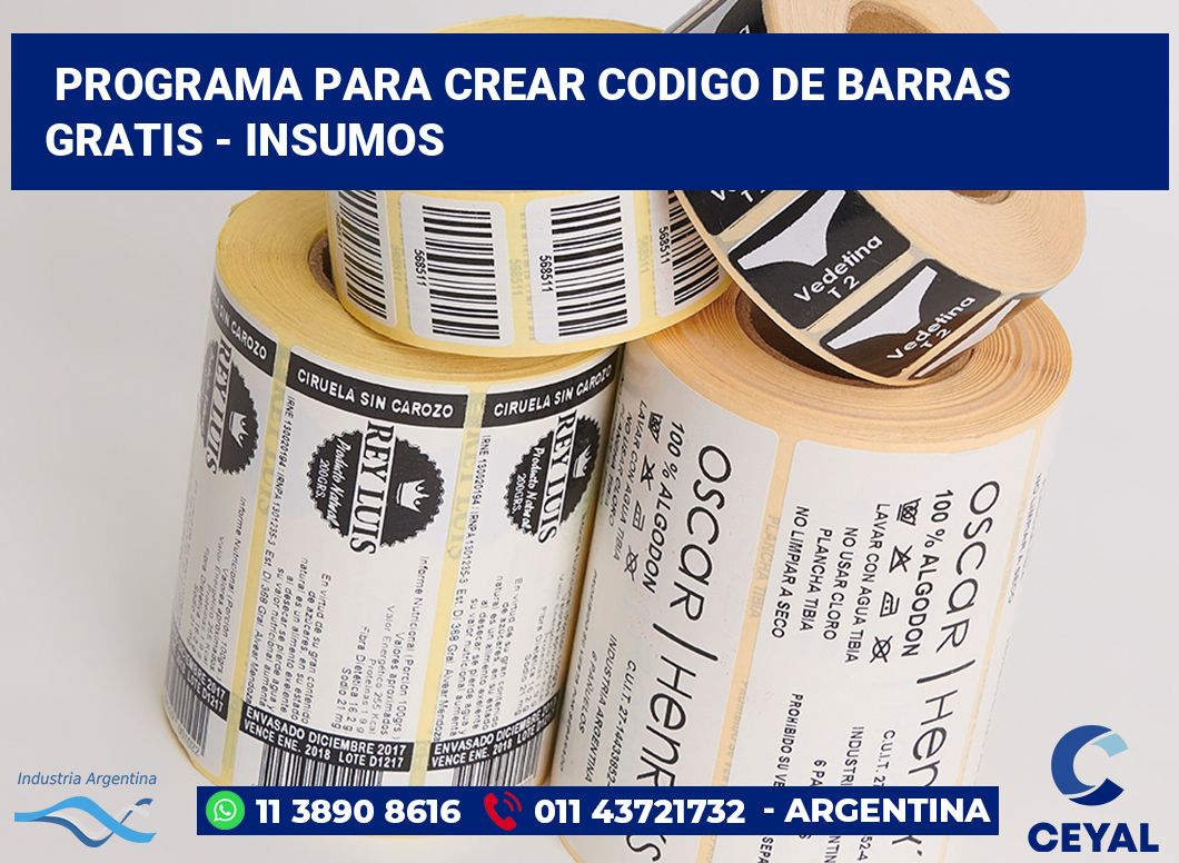 programa para crear codigo de barras gratis - Insumos