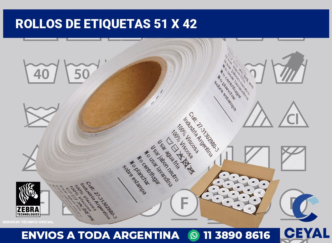 rollos de etiquetas 51 x 42