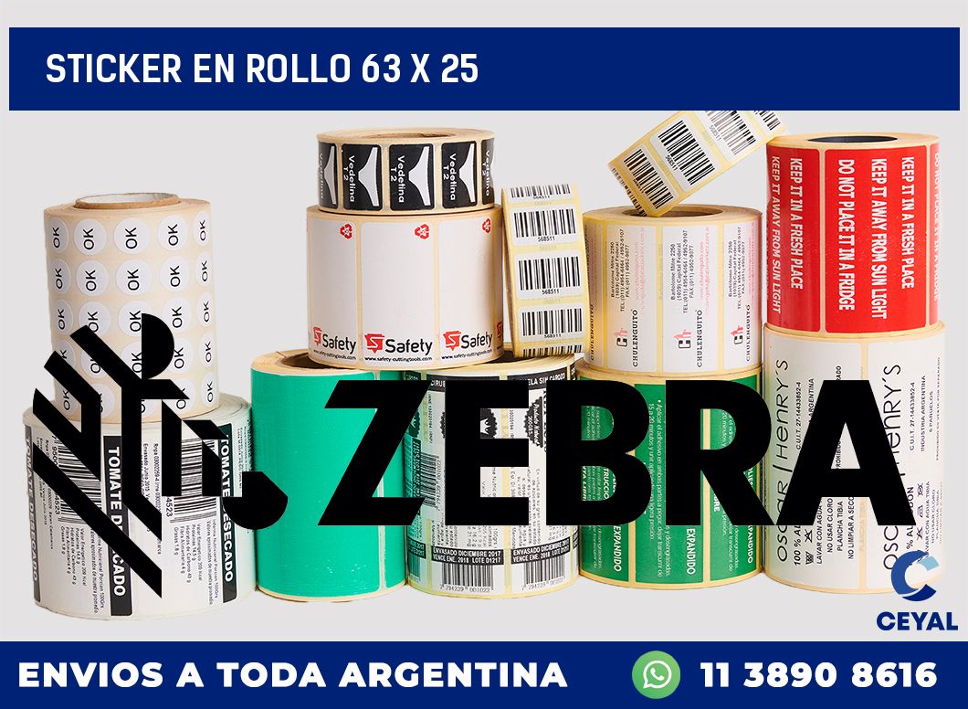 sticker en rollo 63 x 25