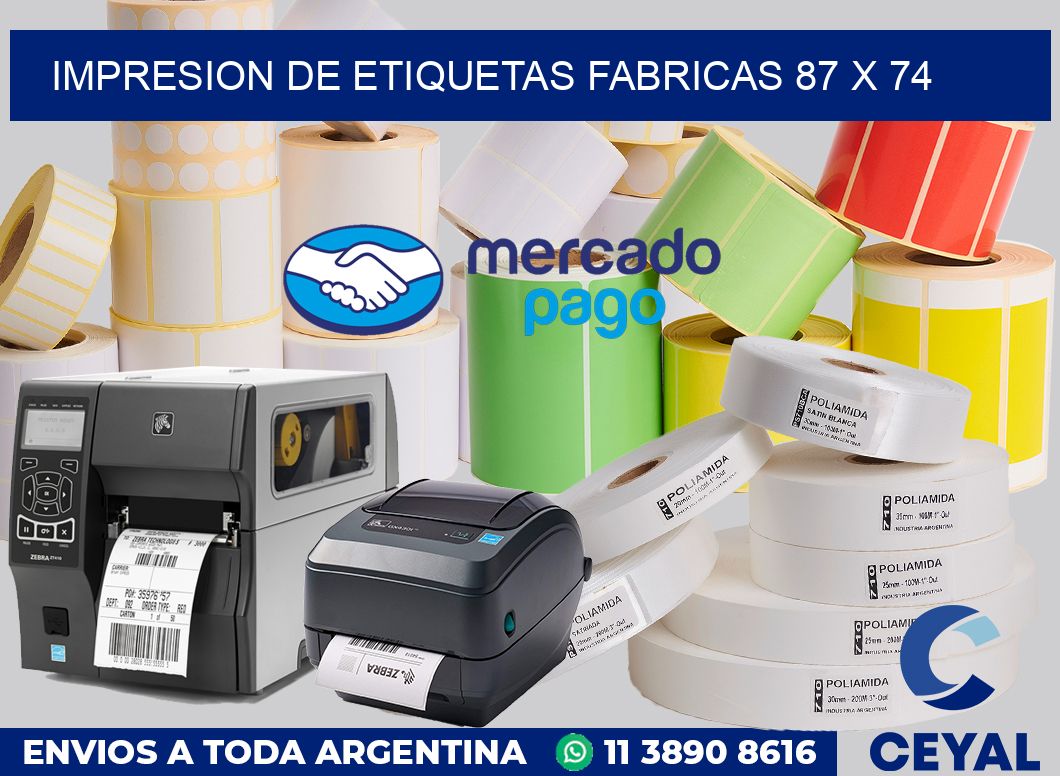 Impresion de etiquetas fabricas 87 x 74