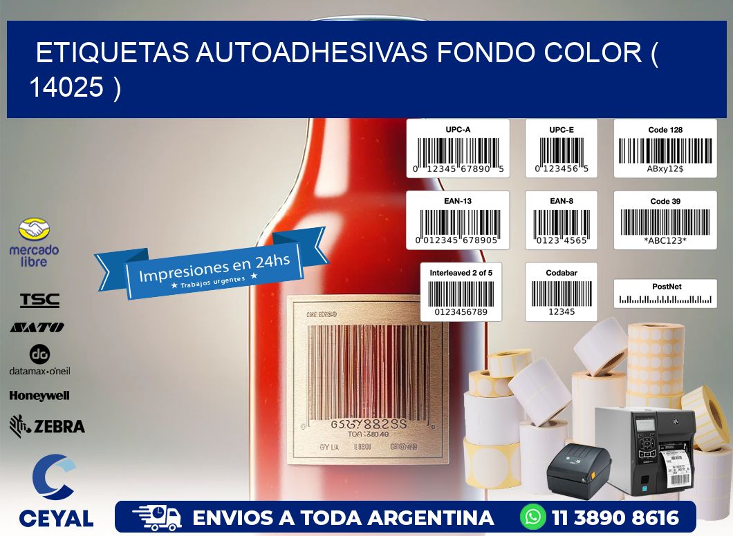 ETIQUETAS AUTOADHESIVAS FONDO COLOR ( 14025 )