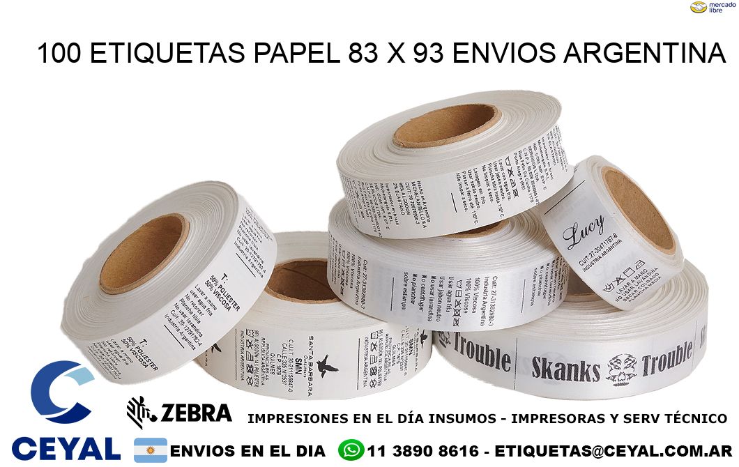 100 ETIQUETAS PAPEL 83 x 93 ENVIOS ARGENTINA