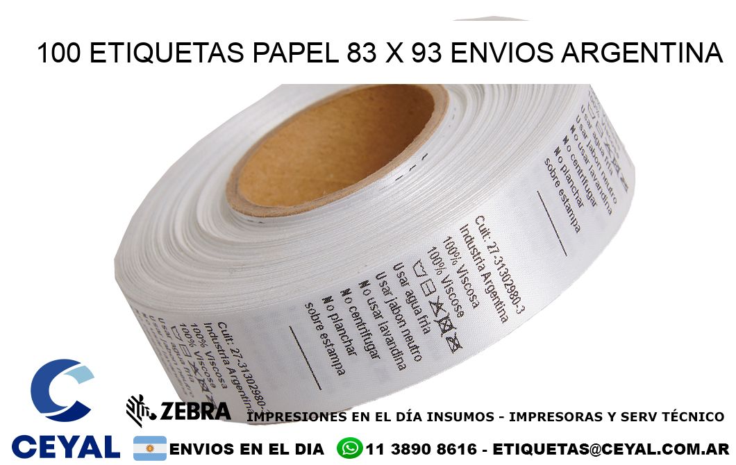 100 ETIQUETAS PAPEL 83 x 93 ENVIOS ARGENTINA