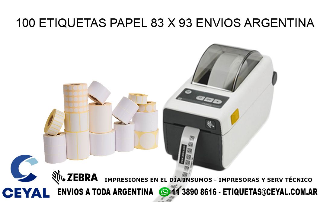 100 ETIQUETAS PAPEL 83 x 93 ENVIOS ARGENTINA