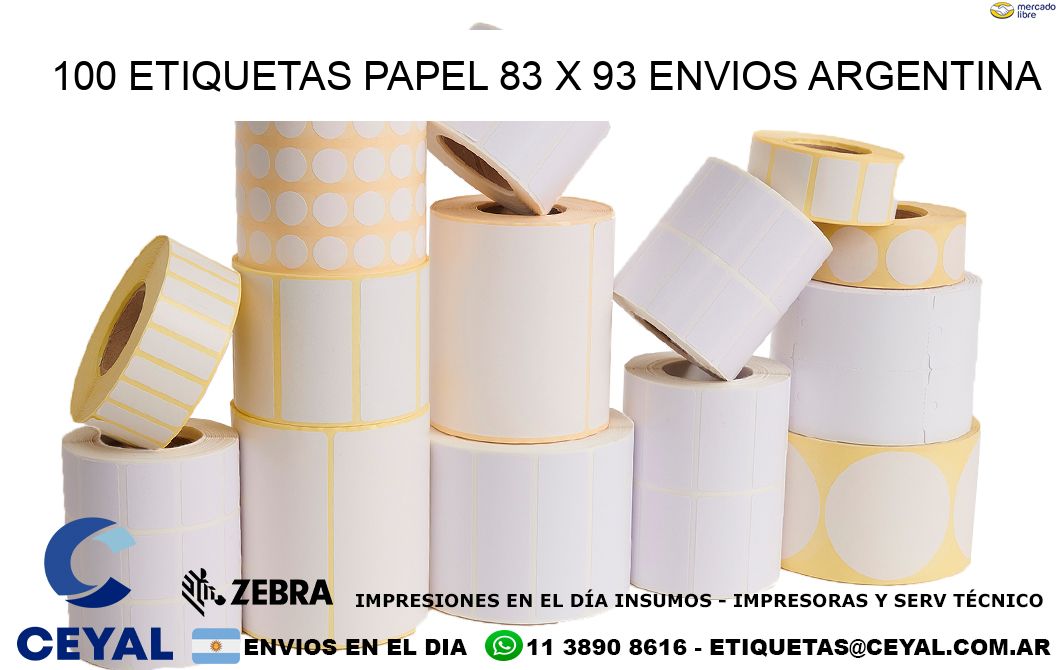 100 ETIQUETAS PAPEL 83 x 93 ENVIOS ARGENTINA