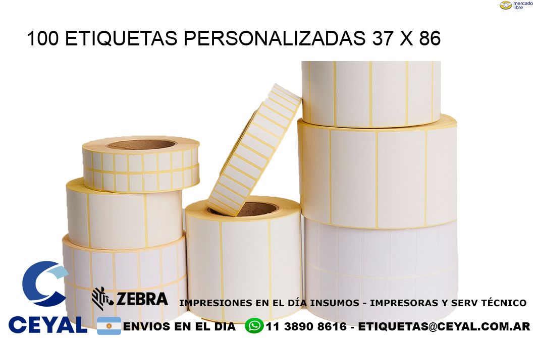 100 ETIQUETAS PERSONALIZADAS 37 x 86