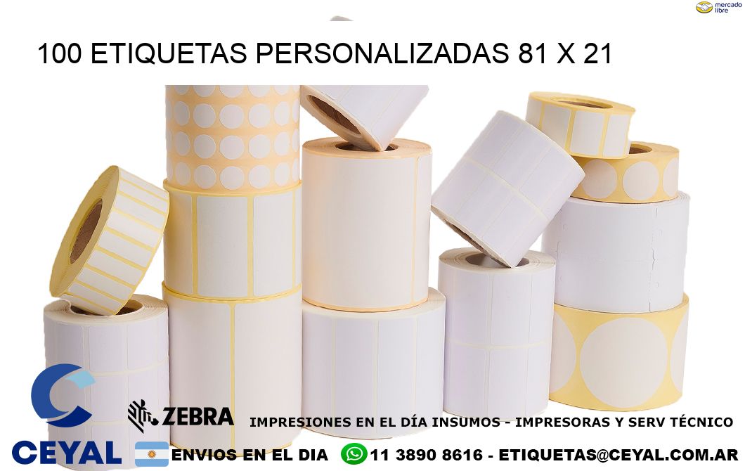 100 ETIQUETAS PERSONALIZADAS 81 x 21