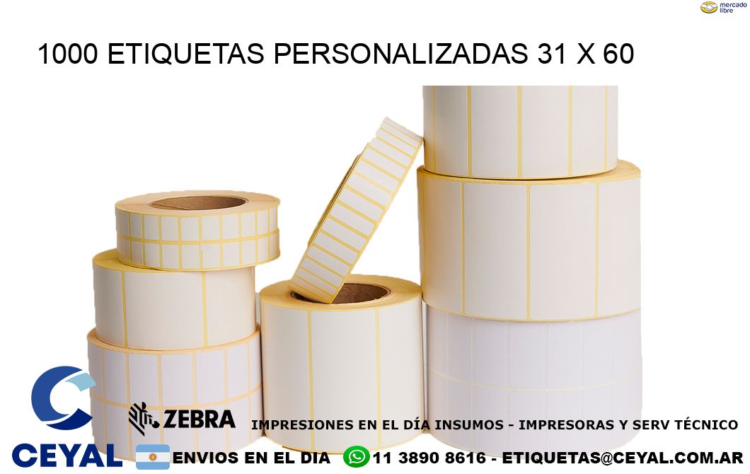 1000 ETIQUETAS PERSONALIZADAS 31 x 60