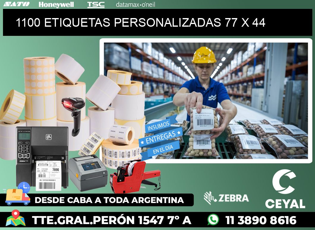 1100 ETIQUETAS PERSONALIZADAS 77 x 44