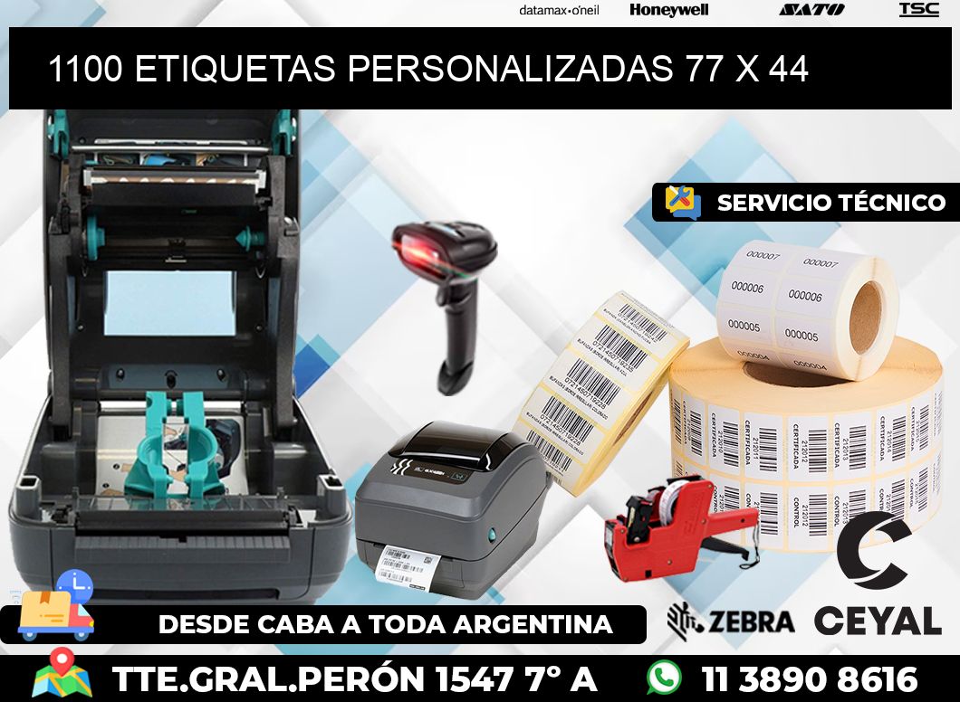 1100 ETIQUETAS PERSONALIZADAS 77 x 44