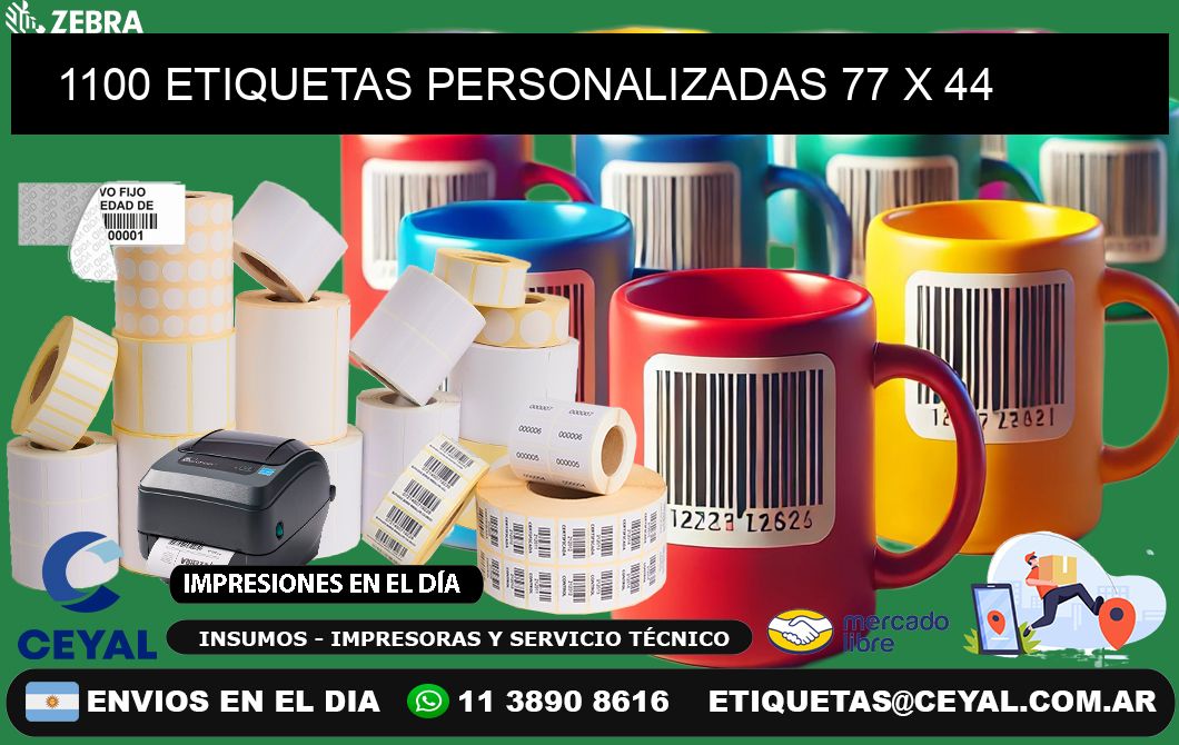 1100 ETIQUETAS PERSONALIZADAS 77 x 44