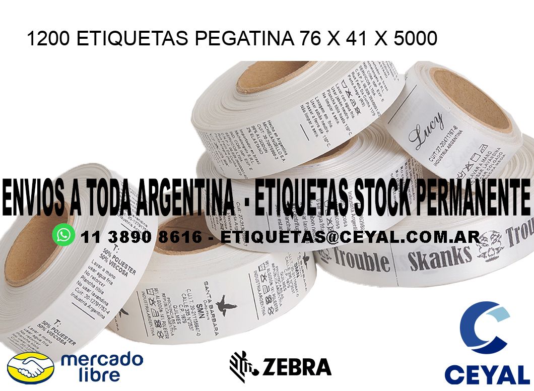 1200 ETIQUETAS PEGATINA 76 x 41 x 5000